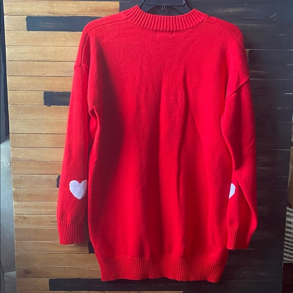 J for Justify Red ‘LOVER’ Sweater Women’s Size L Crewneck Knit Pullover RN123271 - Picture 8 of 10